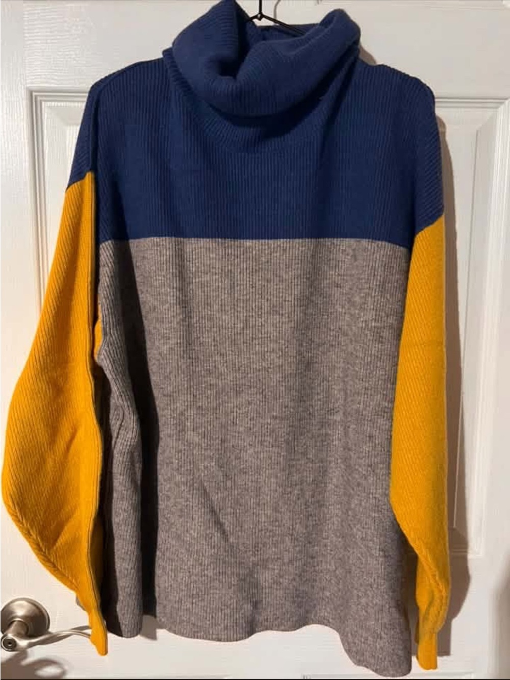 Free People Blue, Gray & Mustard Turtleneck Sweater